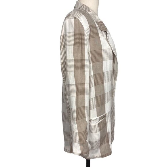 Vintage 80s Toni Garment For CC Magic Jacket Womens Medium Beige Plaid Oversize - Picture 9 of 11